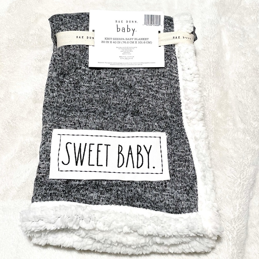 🆕Rae Dunn SWEET BABY Sherpa Baby Blanket